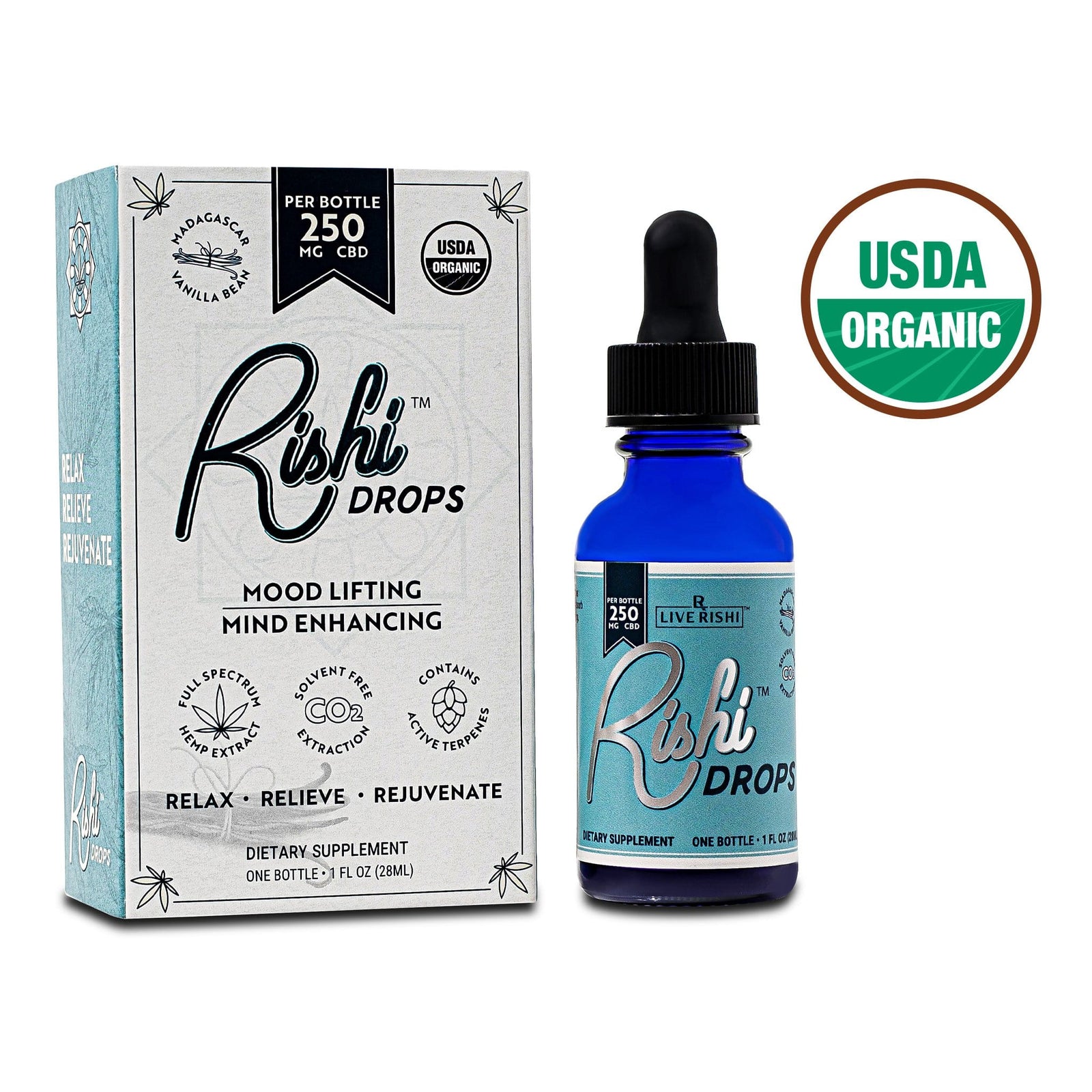 Rishi Drops Full Spectrum CBD - Vanilla Bean (250 mg)